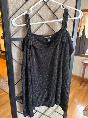 Cable & Gauge Shimmer Open Shoulder Dress Blouse